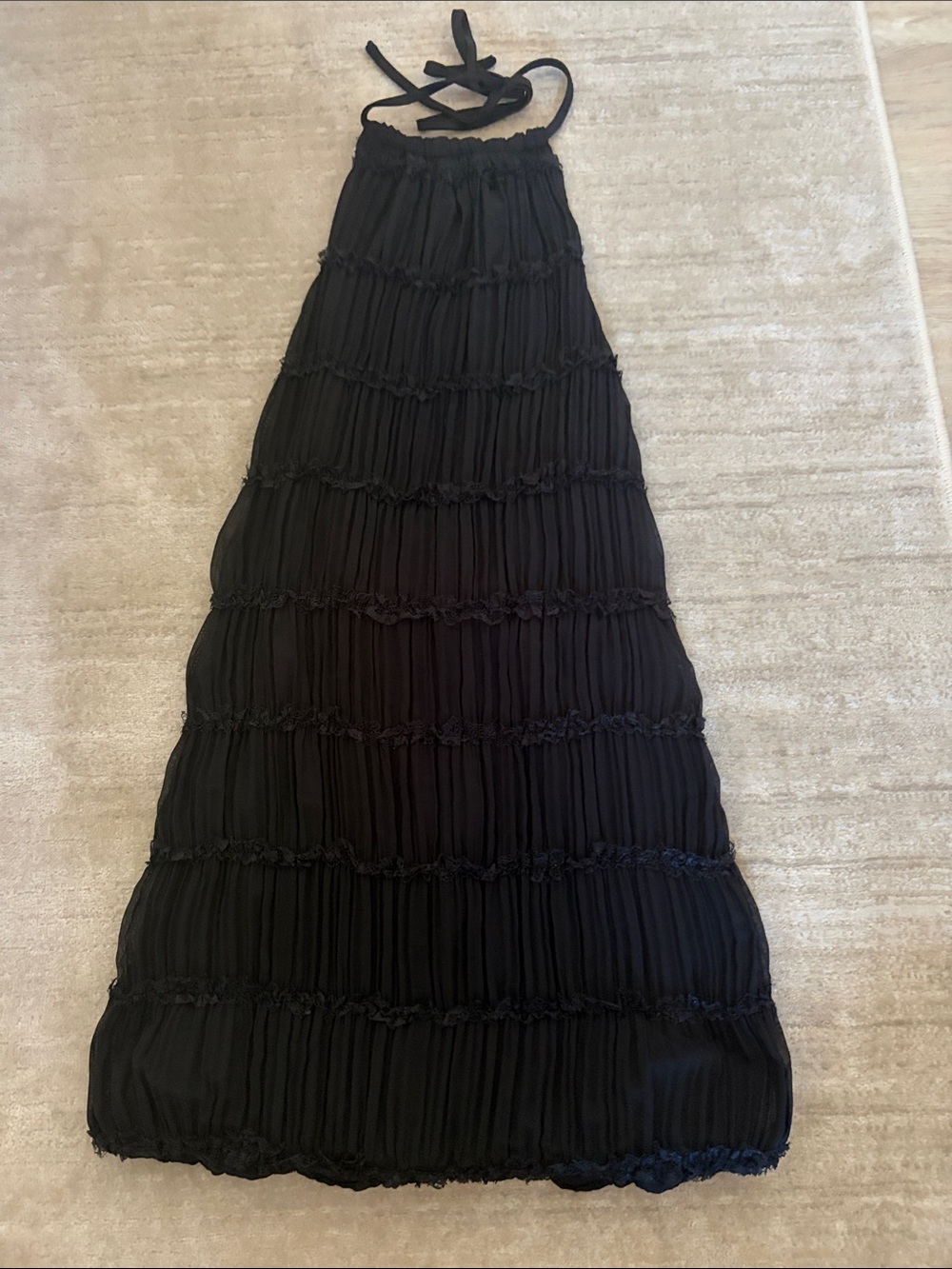 Black Tiered Halter Dress